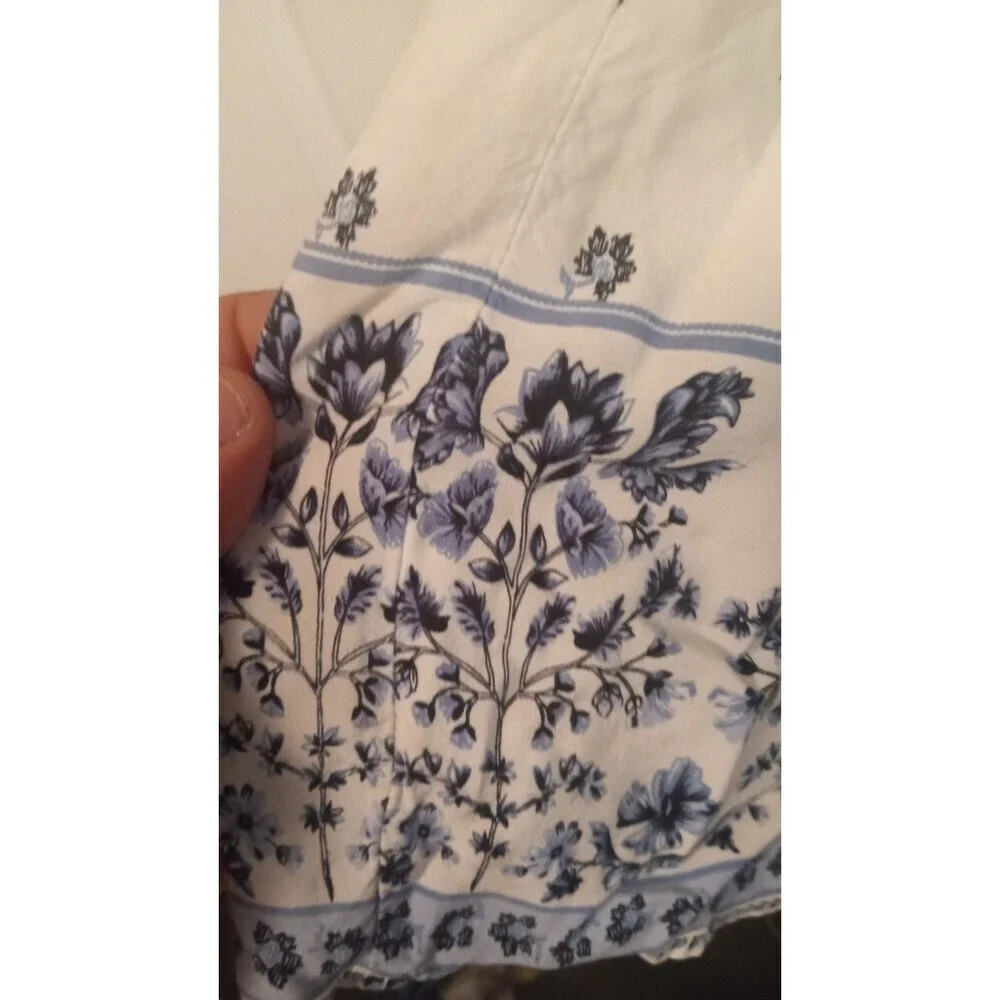 Children's Place White and blue floral maxi ruffle swoop‎ neck dress